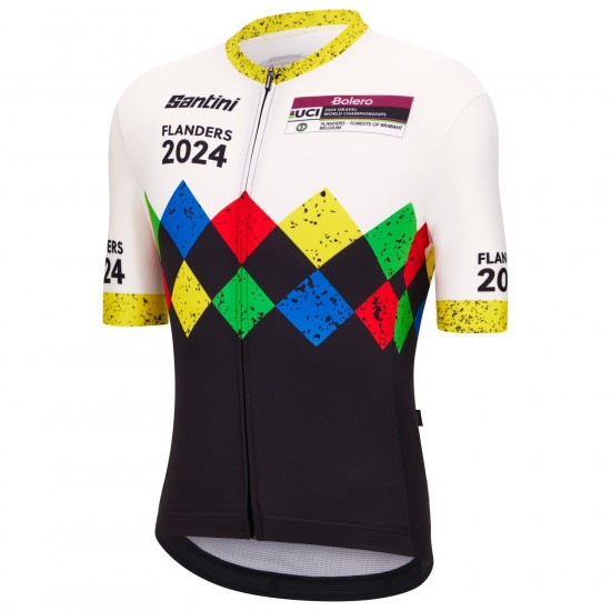 Abbigliamento uomo Santini UCI Gravel World Championship Fiandre 2024 Maglia-Nero Abbigliamento uomo Santini UCI Gravel World Championship Fiandre 2024 Maglia-Nero