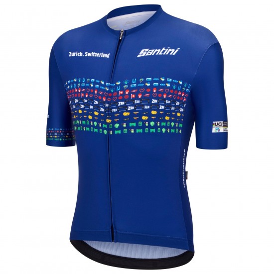 Abbigliamento uomo Zurigo 2024 Maglia Santini UCI Masters World Champion-Blu Abbigliamento uomo Zurigo 2024 Maglia Santini UCI Masters World Champion-Blu