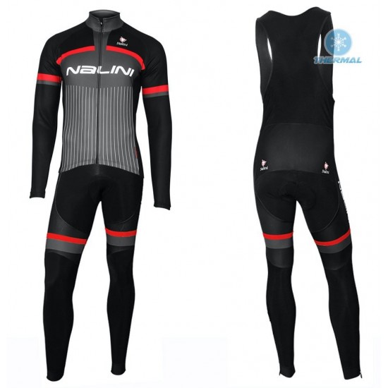 Completo Ciclismo 2020 Nalini Thebe nero-rosso Squadre thermique Maglia Ciclismo Manica Lunga e Salopette Lunga