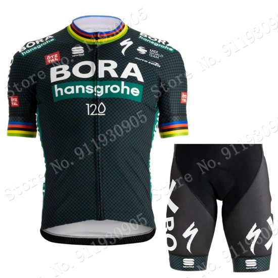Bora Hansgrohe Champion Tour De France Pro Team 2021 abbigliamento Bici Completo Maglia Ciclismo Corta e Salopette VGeMIo