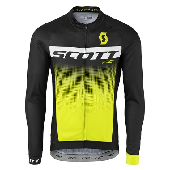 2017 Scott Rc nero bianco giallo Maglie Ciclismo Manica Lunga 39238-XQ