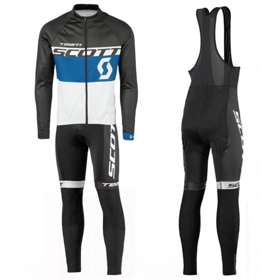 2016 Scott Team nero -blu -bianco Squadre Pro Abbigliamento Ciclismo Maglia Ciclismo Manica Lunga e Salopette Lunga 94585-JE