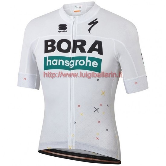 Completo Ciclismo 2019 Bora Hansgrohe Germany Fan bianca Maglia Ciclismo Manica Corta