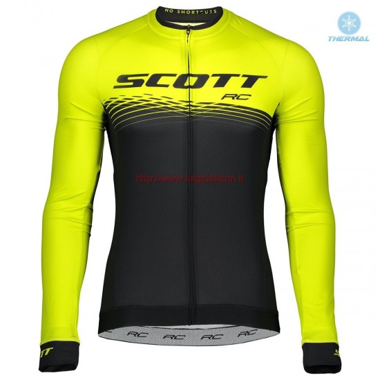 Completo Ciclismo 2019 Scott-RC PRO nero-giallo thermique Maglia Ciclismo Manica Lunga