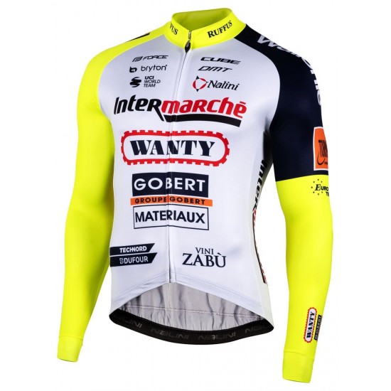 Intermarché-Wanty-Gobert Matériaux 2022 Maglia da ciclismo a maniche lunghe Squadra di ciclismo professionale Intermarché-Wanty-Gobert Matériaux 2022 Maglia da ciclismo a maniche lunghe Squadra di ciclismo professionale