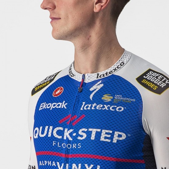 Maglia da ciclismo Quick Step Alpha Vinyl 2022 CLIMBER'S 3.1 manica corta (cerniera lunga) squadra di ciclismo professionale Maglia da ciclismo Quick Step Alpha Vinyl 2022 CLIMBER'S 3.1 manica corta (cerniera lunga) squadra di ciclismo professionale