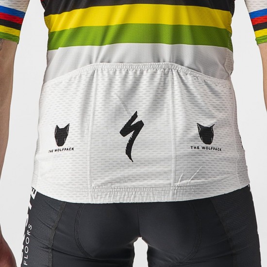 Quick Step Alpha Vinyl Road World Champion Rainbow Jersey 2022 Competizione Maglia da ciclismo a manica corta Squadra di ciclismo professionale Quick Step Alpha Vinyl Road World Champion Rainbow Jersey 2022 Competizione Maglia da ciclismo a manica corta Squadra di ciclismo professionale