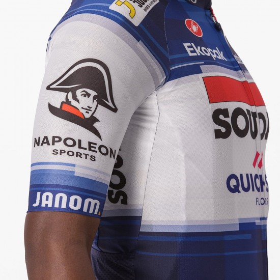Maglia da ciclismo a manica corta Soudal Quick-Step 2023 Aero Race 6.1 della squadra di ciclisti professionisti Maglia da ciclismo a manica corta Soudal Quick-Step 2023 Aero Race 6.1 della squadra di ciclisti professionisti