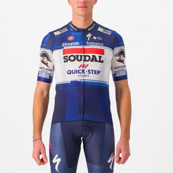 Soudal Quick-Step 2023 Competizione maglia da ciclismo a manica corta squadra di ciclismo professionale Soudal Quick-Step 2023 Competizione maglia da ciclismo a manica corta squadra di ciclismo professionale