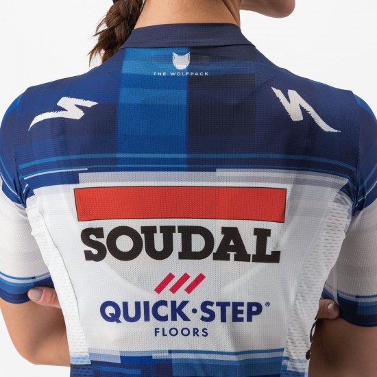 Soudal Quick-Step 2023 Competizione Maglia da ciclismo a maniche corte da donna Squadra di ciclismo professionale Soudal Quick-Step 2023 Competizione Maglia da ciclismo a maniche corte da donna Squadra di ciclismo professionale