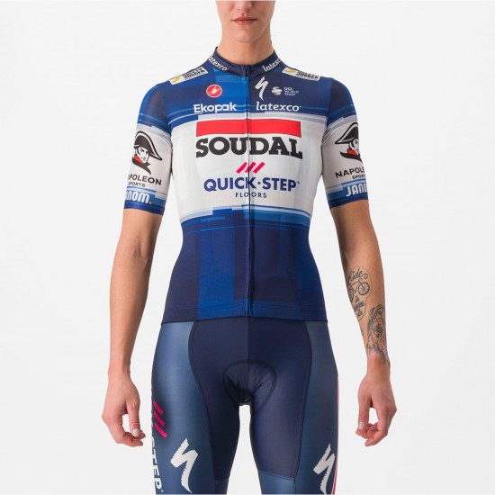 Soudal Quick-Step 2023 Competizione Maglia da ciclismo a maniche corte da donna Squadra di ciclismo professionale Soudal Quick-Step 2023 Competizione Maglia da ciclismo a maniche corte da donna Squadra di ciclismo professionale