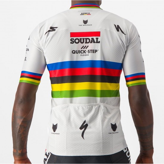 Soudal Quick-Step World Champion Rainbow Jersey 2023 Competizione Maglia da ciclismo a maniche corte Squadra di ciclismo professionale Soudal Quick-Step World Champion Rainbow Jersey 2023 Competizione Maglia da ciclismo a maniche corte Squadra di ciclismo professionale