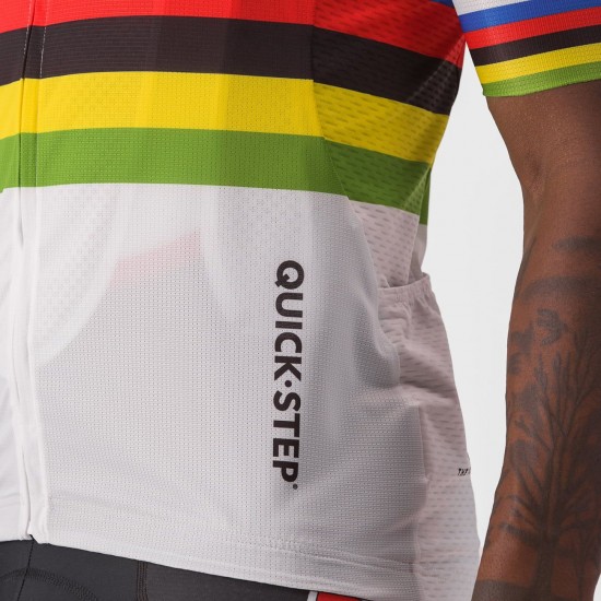 Soudal Quick-Step World Champion Rainbow Jersey 2023 Competizione Maglia da ciclismo a maniche corte Squadra di ciclismo professionale Soudal Quick-Step World Champion Rainbow Jersey 2023 Competizione Maglia da ciclismo a maniche corte Squadra di ciclismo professionale