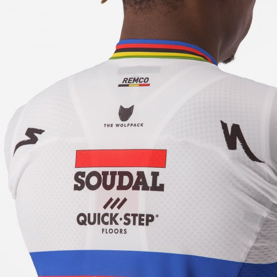 Soudal Quick-Step World Champion Rainbow Jersey 2023 Competizione Maglia da ciclismo a maniche corte Squadra di ciclismo professionale Soudal Quick-Step World Champion Rainbow Jersey 2023 Competizione Maglia da ciclismo a maniche corte Squadra di ciclismo professionale